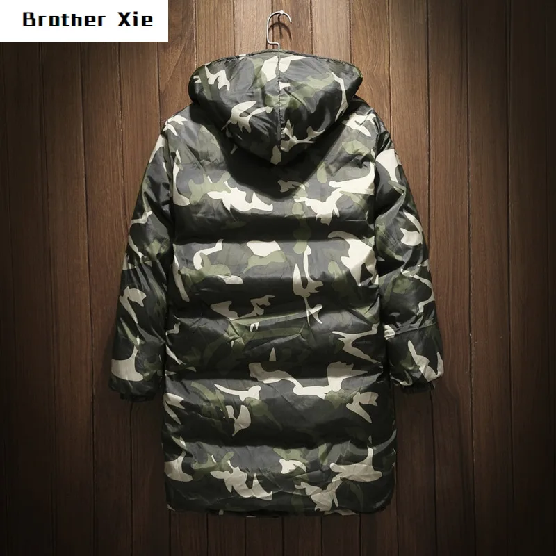 

Winter Camo Coat Men Warm Thick Fashion Print Casual Parka Men Hooded Coat Streetwear Wild Loose Cotton Long Jacket Male Clothes