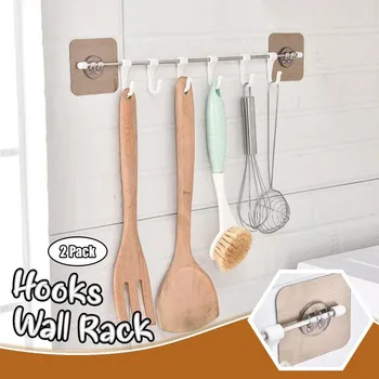 

Self-adhesive Six Hooks practical Wall Rack Creative Bathroom Kitchen Home goodies Hanging Rack Long practical Hooks Rack