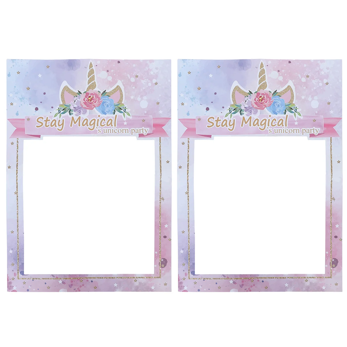 

2pcs Paper Photo Frame Romantic Unicorn Party Supplies Picture Frame Photo Booth Props For Wedding Birthday Banquet Baby Shower