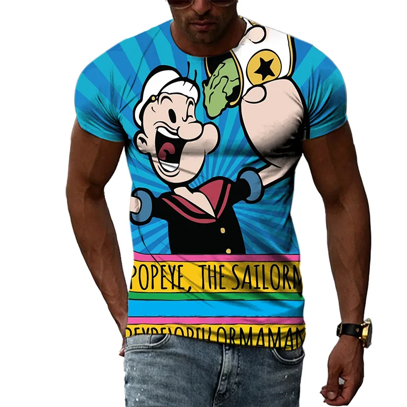 Новинка 2021 мультяшная футболка Popeye с 3D принтом модная уличная одежда для мужчин и