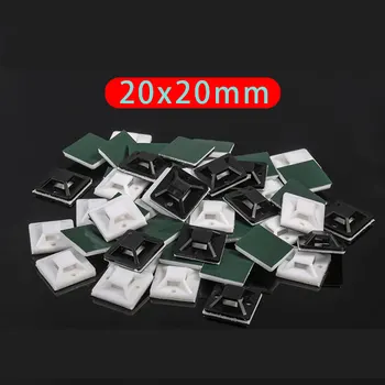 

100PCS 20*20mm Cable tie mount black Zip Tie car Cable Wire Removable Self Adhesive cable tie base Wall Holder Mount Clip