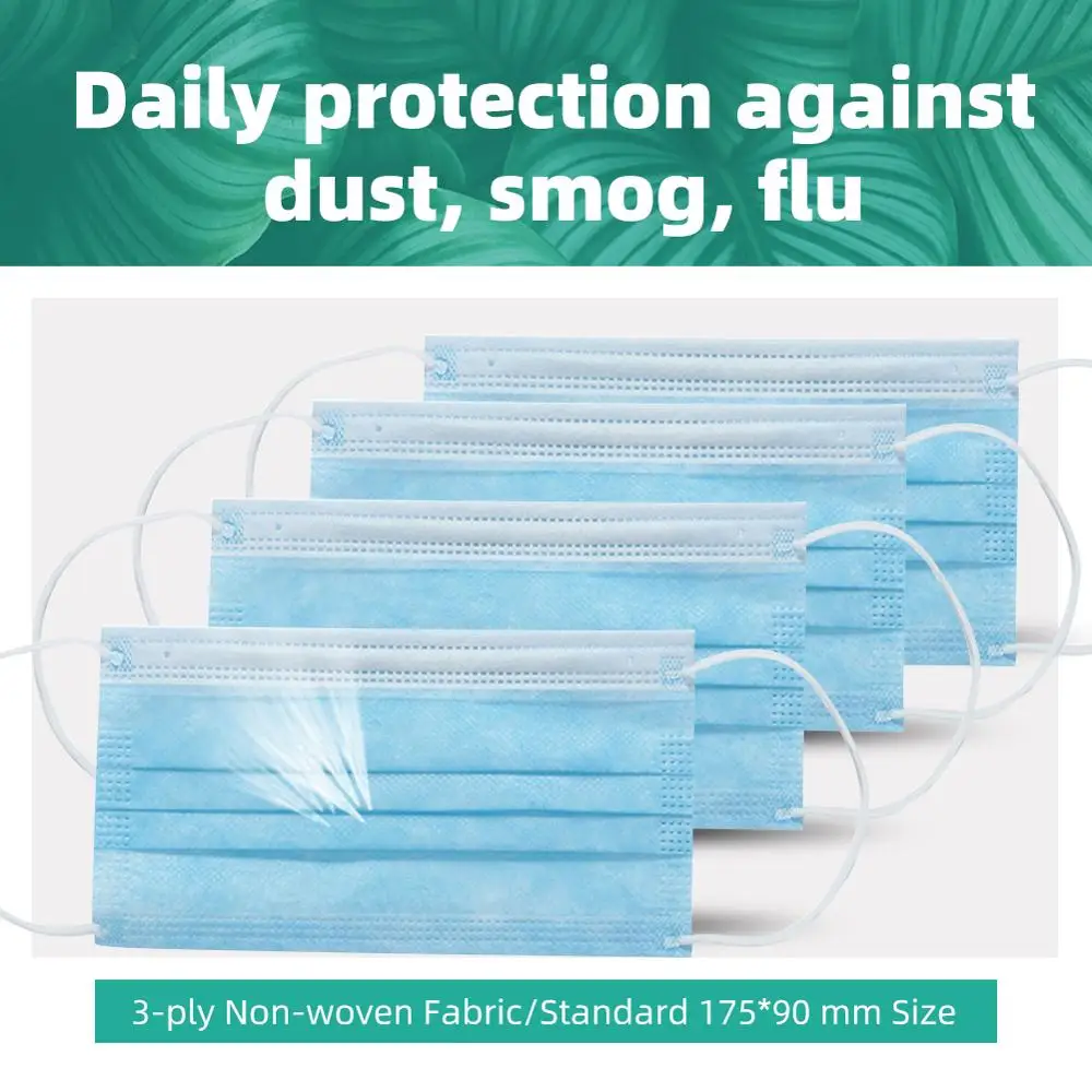 

20 pcs / 50 pcs 3-layer Dust Mask Non-woven Disposable Mask Dust-proof Saliva Splash