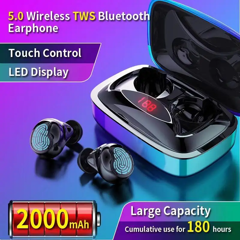 Наушники-вкладыши TWS bluetooth 5 0 наушники мини Беспроводной с 2000 мАч Светодиодный