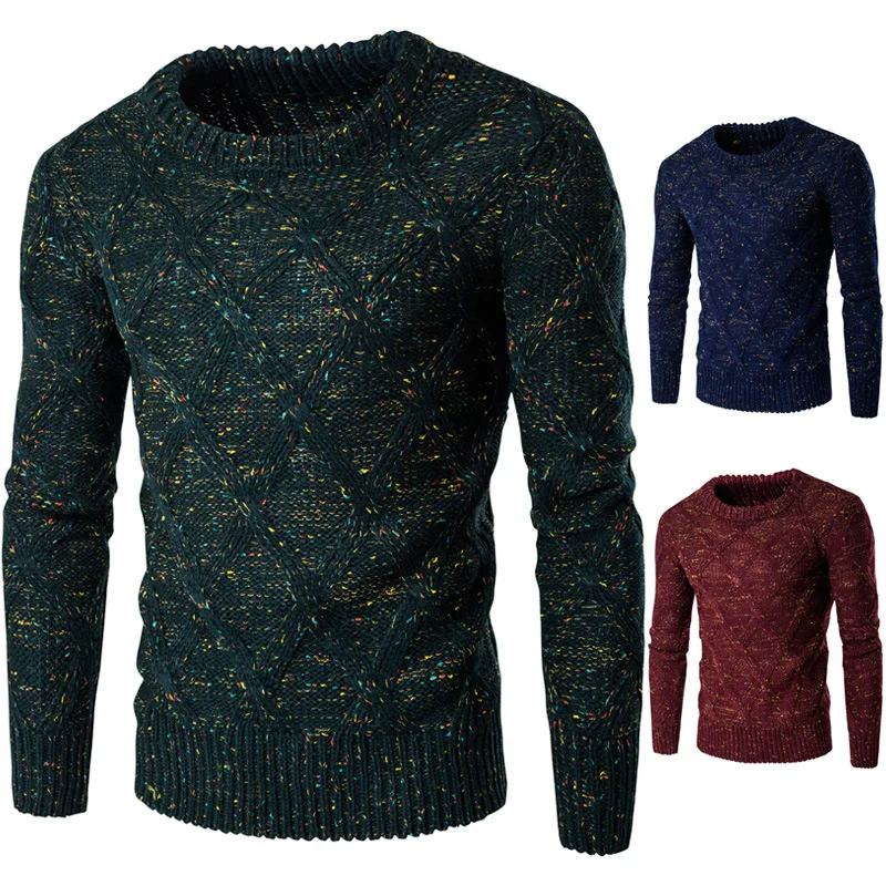 

2018 Spring And Autumn Foreign Trade MEN'S Sweater Thick Warm Sweater Spring And Autumn Knitted Cotton Knitwear Color Dotted Y26