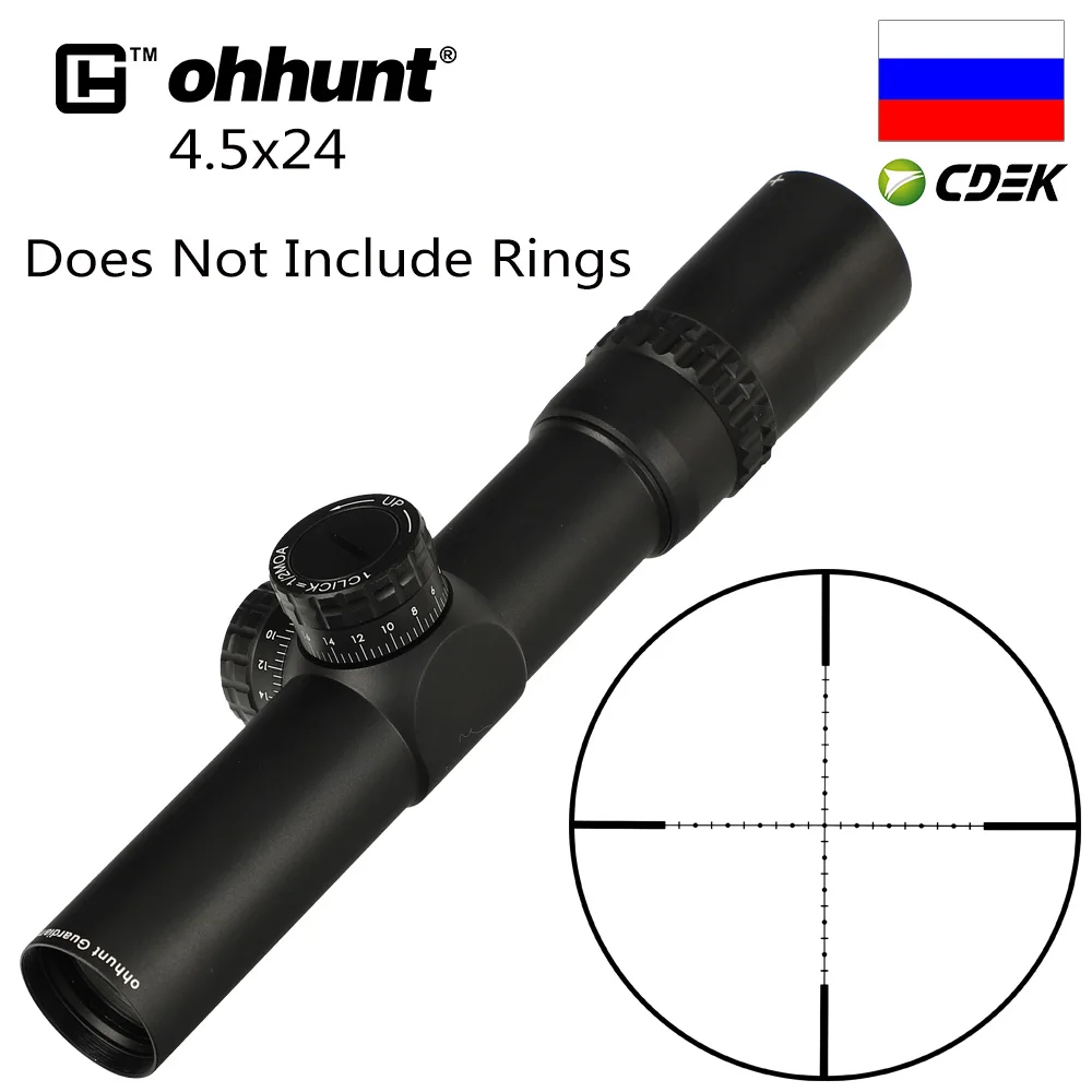 Not include Ring Охотничий оптический прицел ohhunt Guardian 4,5x24, 30 мм, тактический оптический прицел 1/2, полумиллиметровый точечный прицел - Цвет: Not include Ring