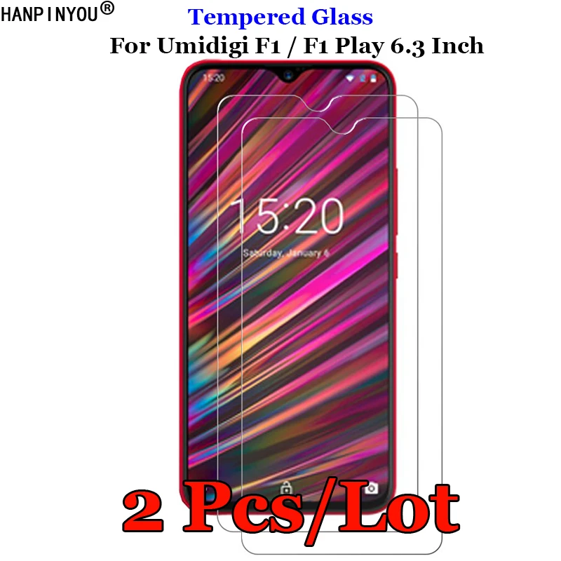 

2 Pcs/Lot For Umidigi F1 6.3" Tempered Glass 9H 2.5D Premium Phone Screen Protector Film For Umidigi F1 Play