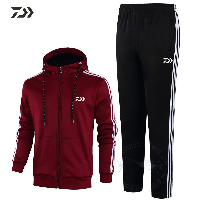 

2020 Autumn Winter Daiwa Hoodie Men's Sportswear Fishing Clothing Patchwork Thicken Thermal Fishing Pants Men Tracksuit Outdoor