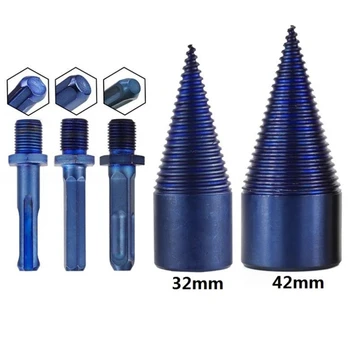 

High Hardness Upgrade 32/42mm Nano Blue Coated HSS Firewood Splitter Drill Bit Chopper Breaker Wood Drilling Tool