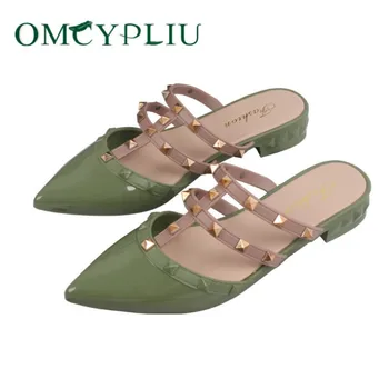 

Women Slippers 2020 New Summer Sexy Shoes Woman Sandals Designer Beach Shoes Pointed Rrivet Plus size Ladies Shoe Zapatos mujer