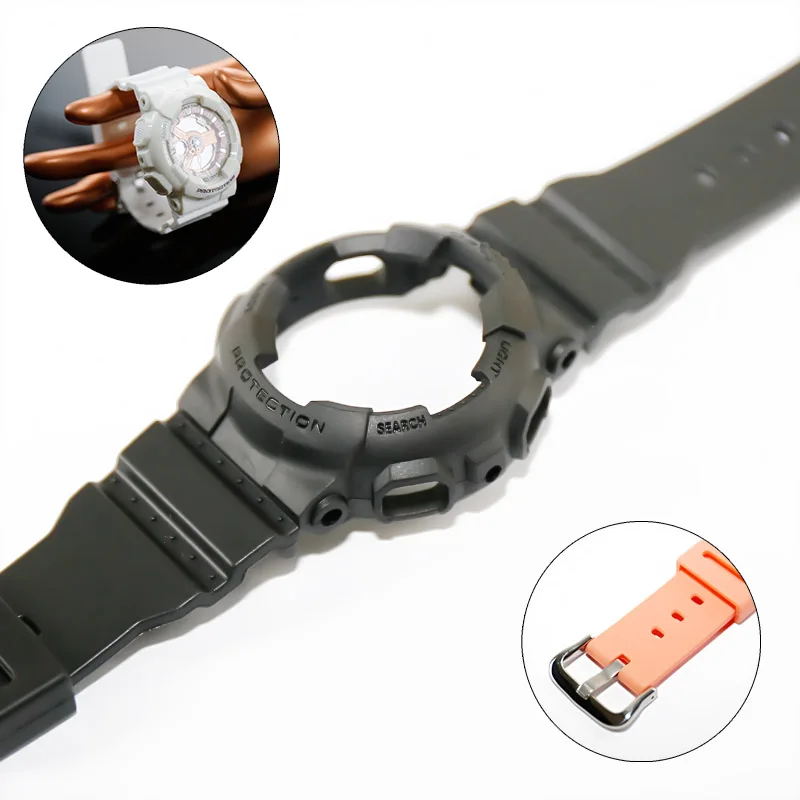 Matte black black Натуральный камень смола подходит для объектива с оптическими зумом Casio Часы baby-g BA-111 BA-110 BA-112 BA-120 BA-125 часы аксессуары леди ремешок для наручных часов - Цвет ремешка: Matte black black
