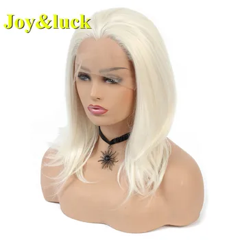 

Joy&luck Staight Lace Front Wig 613 Blonde Color Synthetic Wigs for Women Mediun Length 18 inch Hair Wig Cosplay Wigs or Daily