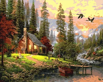 

Scenery Paints By Number Canvas Painting Kits 50x40cm River Oil Painting By Numbers For Adults DIY Gift Home Decor