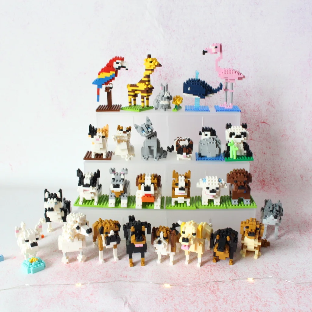 Wisehawk diamond mini building blocks animal toy bag building blocks A1-B26 dog cat bird animal series for children gifts