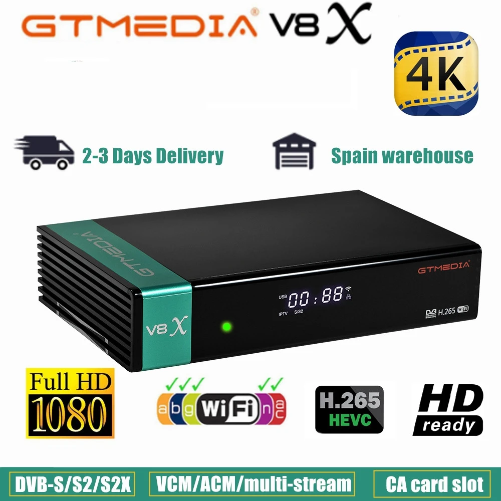 Спутниковый приемник Gtmedia V8X HD DVB-S2 H.265 Европа Испания Польша Встроенный Wi-Fi