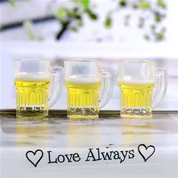 

Julie Wang 10PCS Resin Beer Cup Charms Artificial Beer Mug Jewelry Making Accessory Dollhouse Decor