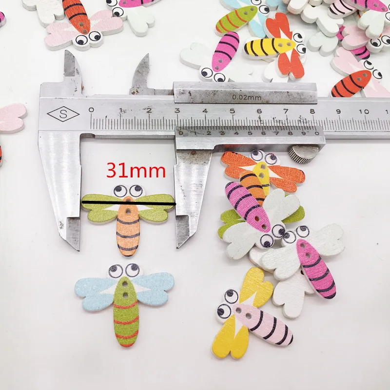 100PC Wooden Buttons Mix Animals Bee Sewing Accessories 2 Holes Wood Decorative Scrapbooking Sewing Buttons