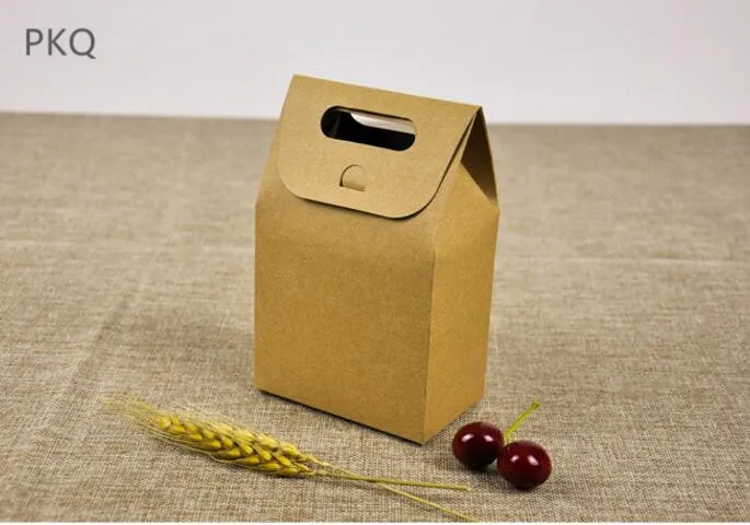 30 шт многоразовый коричневый стоячий крафт-бумажный пакет перерабатываемая белая коробка для свадебного подарка Ювелирная коробка для упаковки продуктов 10*6*15,3 см - Цвет: Коричневый