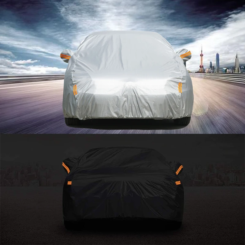 YM Kayme Four Layers Waterproof All Weather Car Covers with Cotton Zipper Sun Uv Rain Protection for Automobiles Indoor Outdoor Fit SUV Jeep Up to 177 
