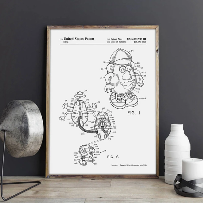Mr Potato Head patent TOY artwork drawing poster wall decor vintage print blueprint gift idea picture Decorations | Дом и сад