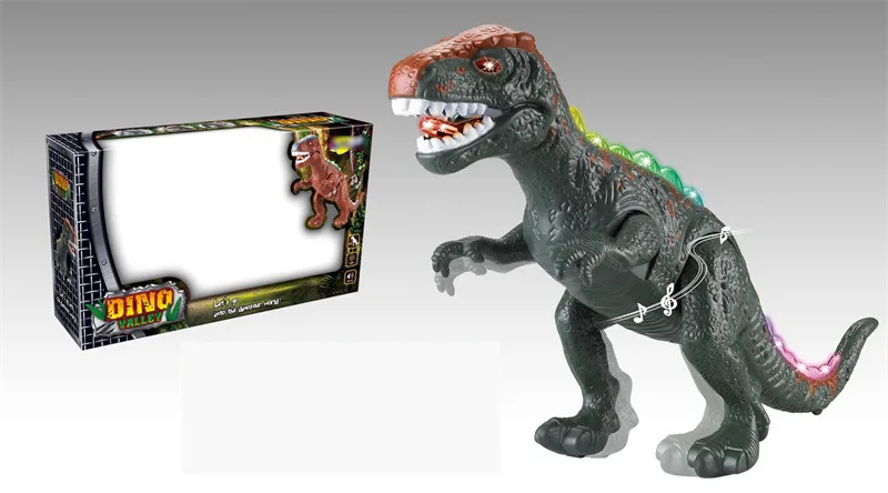 Детская игрушка электрический динозавр будет ходить Сияющий звук делая проекцию T-Rex Имитация животных Динозавр Модель стойло