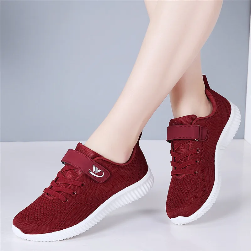 PINSEN/осенние модные женские кроссовки на плоской подошве; Женские Повседневные Дышащие сетчатые кроссовки на шнуровке; Basket Femme; женская обувь - Color: 30676 Red