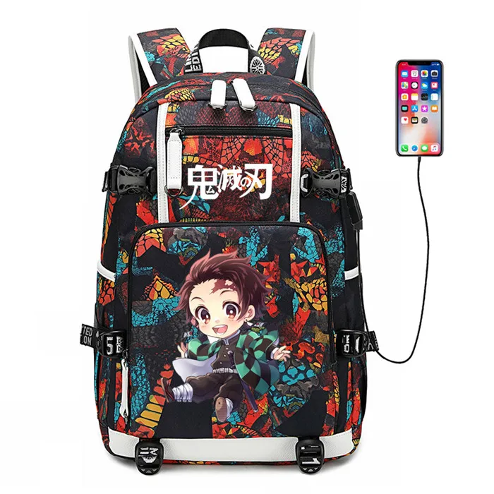 Demon Slayer: Kimetsu no Yaiba женский рюкзак аниме Bookbag нейлоновые школьные сумки большой дорожный рюкзак унисекс рюкзак для ноутбука - Цвет: 7