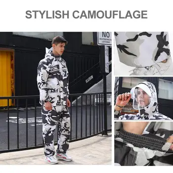 

Raincoat Waterproof One-piece Protective Raincoat Camouflage Anti Spray And Saliva With Isolation Mask Multi-size