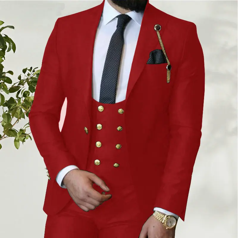 2021 Costume Homme Italian Business Slim Fit 3 Pieces Royal Blue Men\'s Suits Groom Prom Tuxedos Groomsmen Blazer for Wedding