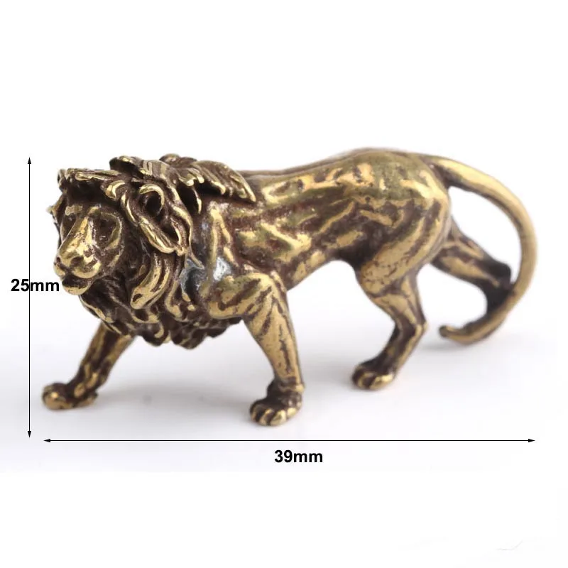 1pcs Lion Ornament Copper Majestic King Miniatures Figurines Vintage Craft Desk Decor Accessories Handmade Lines | Дом и сад