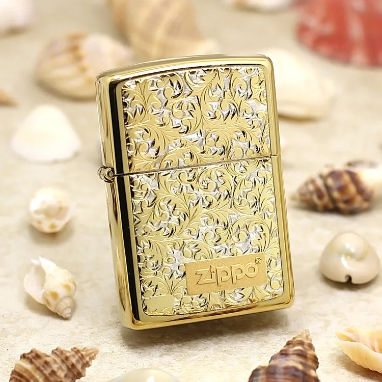 

Genuine Zippo oil lighter Sterling Silver windproof Golden vine cigarette Kerosene lighters Gift With anti-counterfeiting code