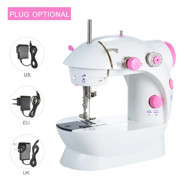 Mini Sewing Machine Adjustable 2-Speed Double Thread Portable Electric Household Multifunction Sewing Machin with Light and Cutter Foot Pedal for