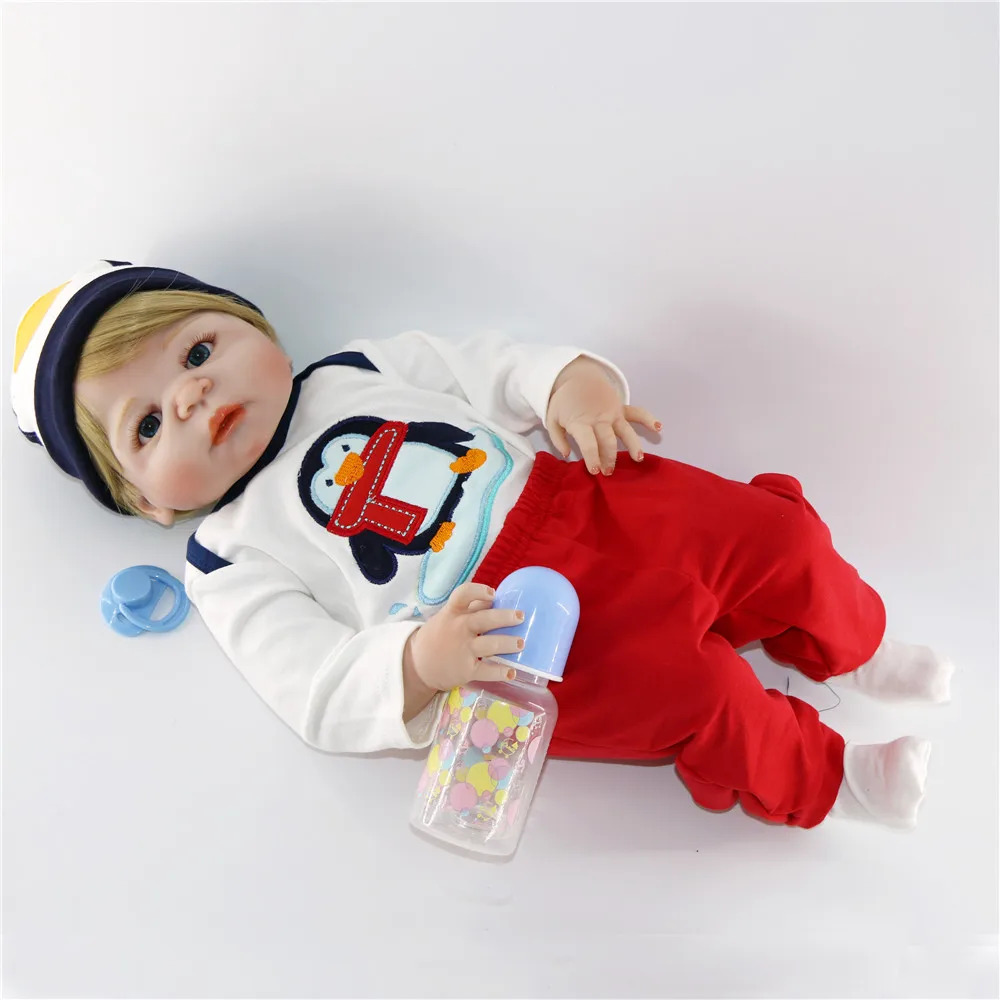 Реалистичные 55 см куклы для новорожденных мальчиков виниловые силиконовые