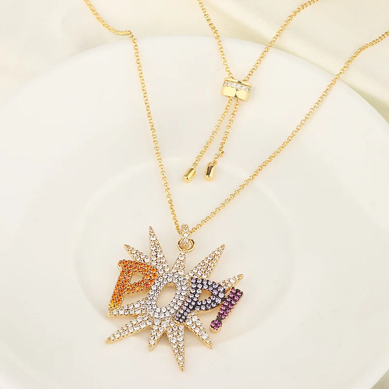 

Sheng long da PM with Crystal Diamond Art Lettered Pendant Necklace Women's Spring And Summer New Style Design Cool Online Celeb