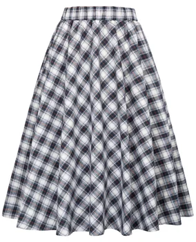 

2019 Trendy Womens Vintage Fashion Grid Pattern Plaid A-Line Skirt S~XL