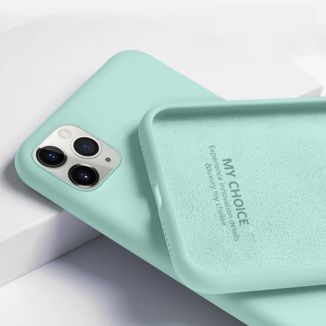 Case For iPhone 11 12 13 Pro Max SE 2 2020 6 S 7 8 Plus X XS MAX XR 12 13 Mini Cute Candy Color Couples Soft Silicone Cover Light Cyan