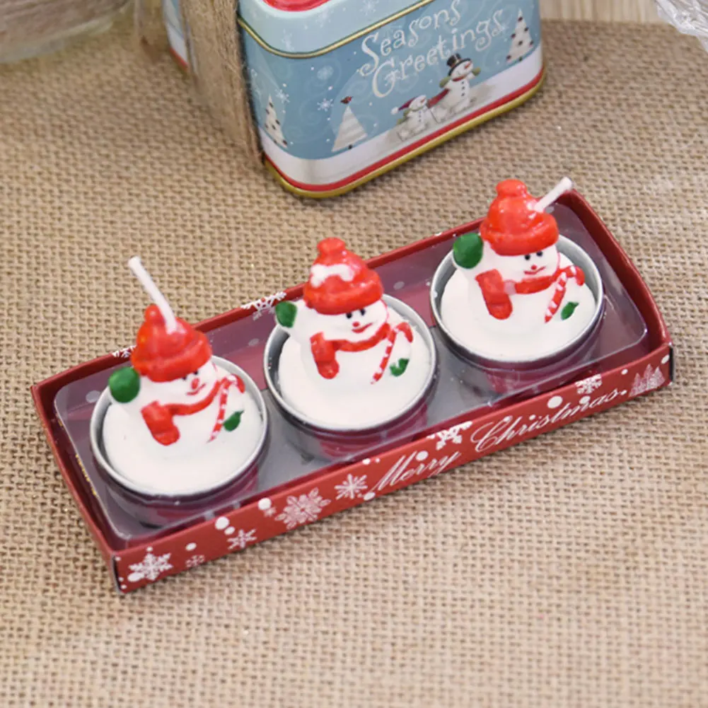 

3pcs/Set Christmas Candles Santa Claus House Pine Cones Gift Decorations