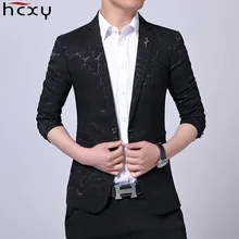 HCXY, весна-осень, мужской повседневный пиджак, мужской блейзер с принтом, корейский стиль, Мужской приталенный пиджак на одной пуговице
