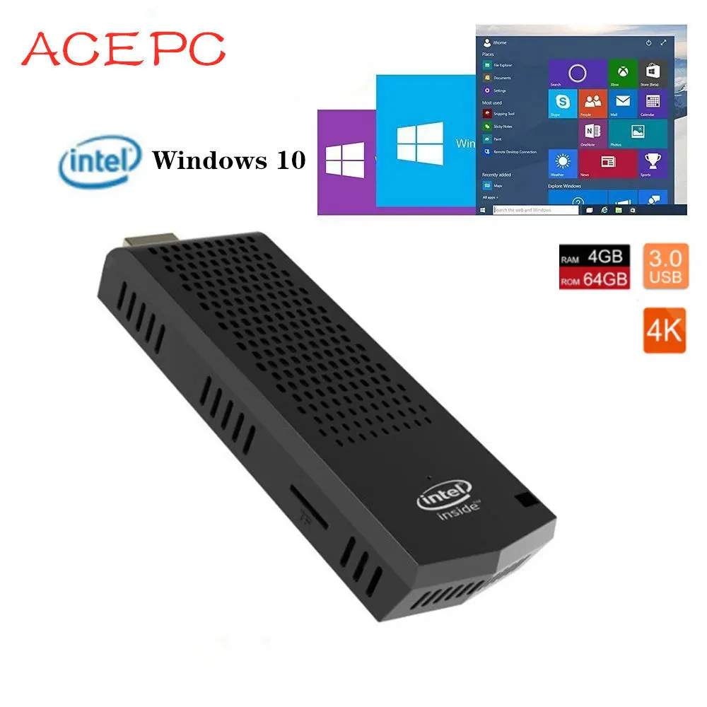 

T6 Pro Stick MINI PC Windows 10 licenced Intel Atom x5-Z8350 Pocket Computer mini fanless 4GB 64GB ROM 2.4/5.8G WIFI Computer PC