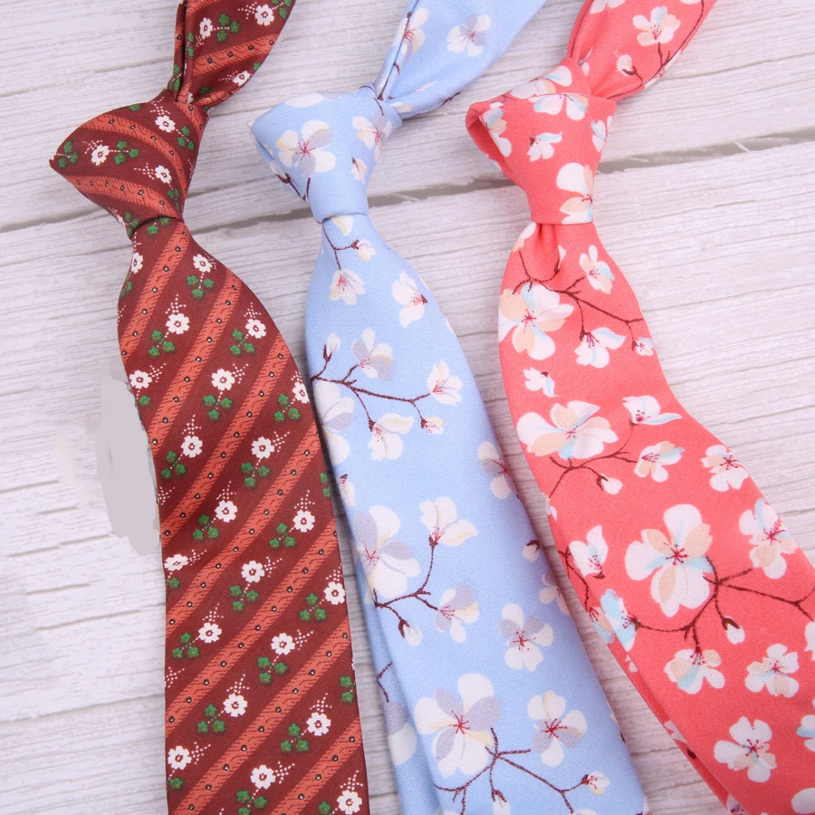

Printed Color Men's Tie Polyester Tide 7cm Cotton Hand Shirt Shirt Creative Flower Fresh Men And Women