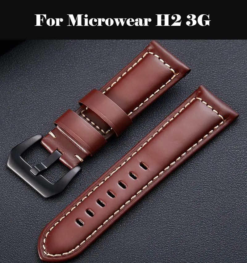 

Watchband Soft Calf Genuine Leather Watch Strap 18mm 20mm 22mm 24mm Watch Band Wristband For Microwear H2 3G