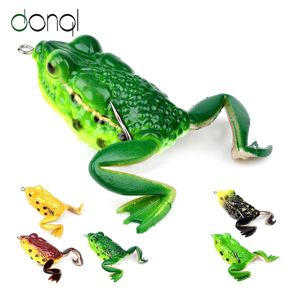 

DONQL High Quality Soft Frog Fishing Lure 1pcs 6cm 16g Silicone Bait Top water Ray Frog With Double Hooks Lifelike Fishing Baits