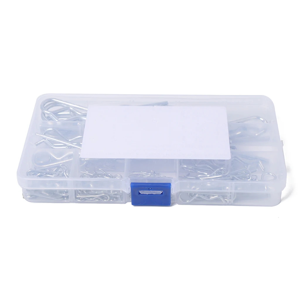 R Cotter Pin Tractor Pin Clip Assortment Fastener Set 8 Different Sizes with Plastic Box Set of 125pcs