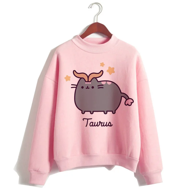 Pusheen Кошка толстовки Harajuku для женщин Забавный мультфильм толстовка Kawaii Ullzang милый с капюшоном Корейская зима 90s теплая толстовка женская - Цвет: 1024