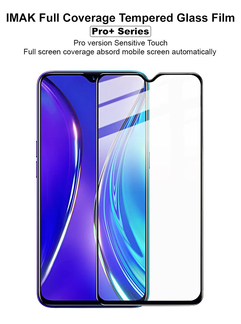 Imak Pro+ чувствительное Сенсорное стекло с полным покрытием для Realme XT Realme X2 OPPO K5 закаленное стекло с полным адсорбированием клея