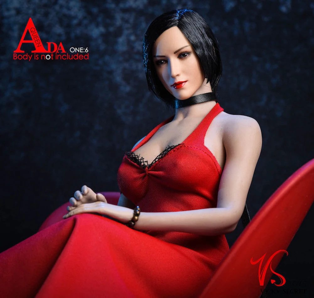 Vstoys 18XG14 1:6, сексуальное платье Ada Wong, набор, 1/6, длинная юбка с висящей шеей, черного и красного цветов для большой груди