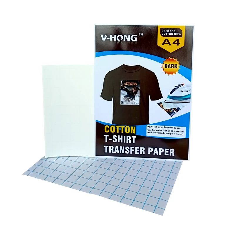 

Inkjet T-Shirt cotton 90% - 100% Heat Transfer Paper for Dark Fabric, 8.26" x 11.7" (A4), Personalized DIY Transfer Paper Sheets