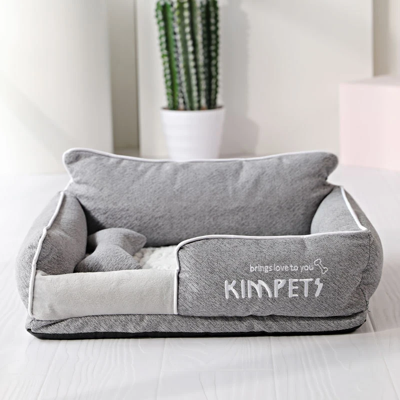 Dog bed Washable house for dogs Corgi Dog Kennel Winter Warm Removable Oxford Cloth Pet Cotton Nest Square Sponge Cat Kennel