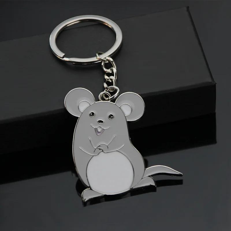 Мода мышь эмалевый брелок Брелоки животные ручной работы металлический держатель для ключей для женщин милая крыса сувенир сумка Подвеска автомобиль брелок подарок