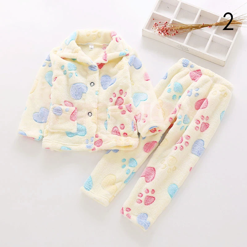 INPEPNOW Flannel Sleepwear Kids Homewear Baby Pajamas for Girls Children's Pajamas for Boys Christmas Pjs Clothes 2-14 Years - Цвет: 2