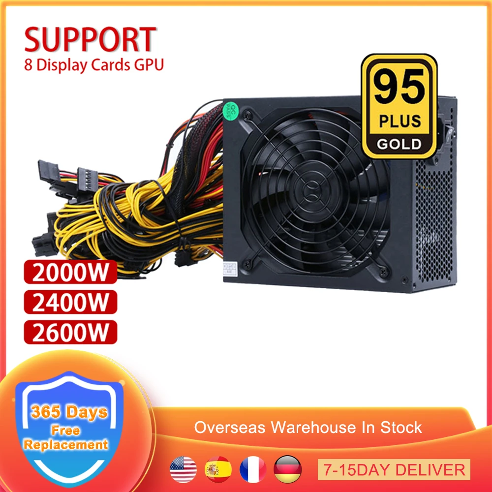 Блок питания для майнинга BTC 1800 Вт 2000 2400 PSU 110 В-240 В поддержка форм-фактора ATX